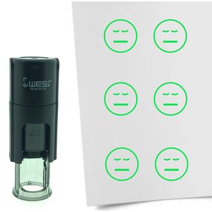 CombiCraft Stempel Smiley Vermoeid 10mm rond - Groene inkt