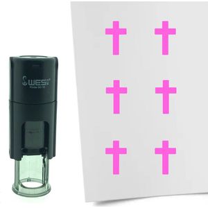CombiCraft Stempel Kruis / Christendom 10mm rond - Roze inkt