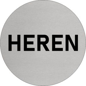 CombiCraft Aluminium Deurbordje 'HEREN' voor aanduiding van herentoiletten en -kleedkamers, Ø75mm met dubbelzijdig tape op de achterkant