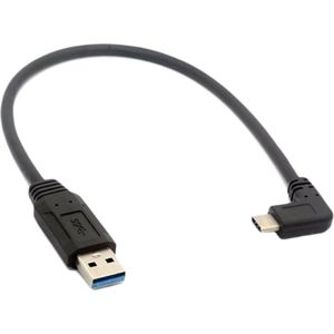 DW4Trading Haakse Kabel USB 3.1 C Male naar USB 3.0 A Male - 30 cm - Zwart