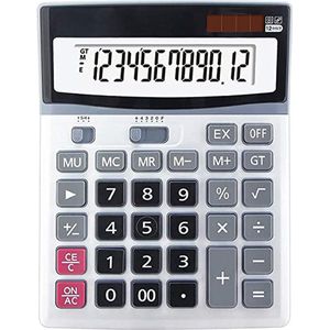 DW4Trading Rekenmachine Groot - 12-cijferig Scherm - Calculator met Grote Toetsen - XL - Dual Power Zon en Batterij