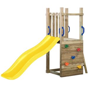Kinderspeelplaats, 7-in-1, voor binnen en buiten, vrijstaande glijbaan, tuinglijbaan met boogtunnel, basketbalkorf en telescoop, enkele glijbaan voor peuters