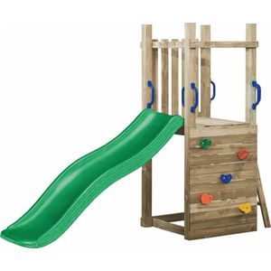 Houten Speeltoestel Irma (SwingKing) | Speeltoren met Glijbaan voor Buiten in de Tuin | FSC Hout - Glijbaan Groen