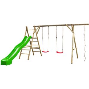 Houten Schommel Noortje met glijbaan - Appelgroen 450 cm