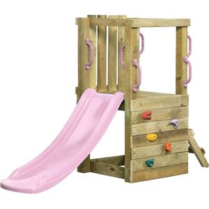 Houten Speeltoestel Irma Small met pastelroze glijbaan