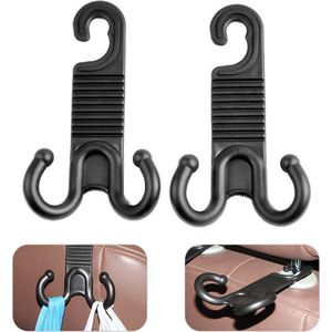 2x hoofdsteun haken voor aan de autostoel - Bagage haak / clip - haakhouder - Rugzak, kleding of jas hanger - Autostoel organizer - Tassenhouder - Veiligheidshandvat - Kledinghanger - Zwar
