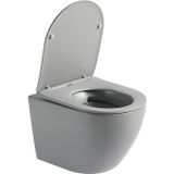 Hangend toilet Pietro randloos inclusief softclose zitting mat grijs 49x37x37cm