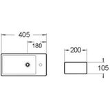 Fontein Mia 40.5x20x10.5cm mat zwart inclusief afvoerplug links