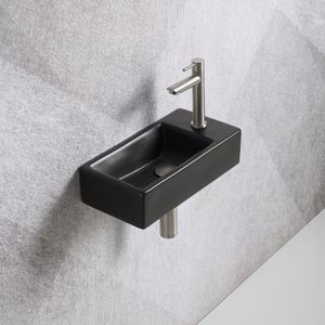 Fonteinset - Mia - Mat Zwart - Keramiek - Inclusief Kraan en Sifon