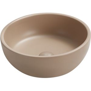 Waskom Carina 41x41x14cm mat beige inclusief afvoerplug