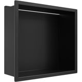 Mat Zwart RVS Inbouwnis 30x30x7cm met LED verlichting - Inbouwnis badkamer en Douche