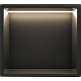 Mat Zwart RVS Inbouwnis 30x30x7cm met LED verlichting - Inbouwnis badkamer en Douche