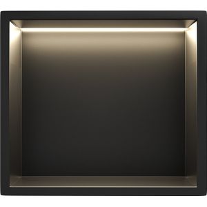 Mat Zwart RVS Inbouwnis 30x30x7cm met LED verlichting