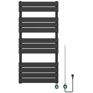 Mat Zwarte Elektrische badkamer Designradiator Ella 120x60cm - 700 watt - Elektrische radiator voor badkamer
