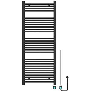Elektrische badkamer designradiator Sofia 150x60cm mat zwart 700W - Elektrische Badkamer Radiator met Thermostaat