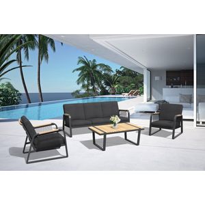 Intergard - Robinson - Aluminium Loungeset - Antraciet - Inclusief Kussens