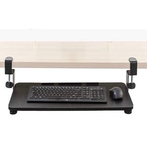 Lovnix - Verstelbare Toetsenbord houder - Plank met Tafelklem - Klemtoetsenbordlade - Voor een Ergonomische, Comfortabele en Actieve Zithouding - Bureau Gemonteerd - Opklembaar - Uitschuifbaar - Zwart 65x25x11 cm