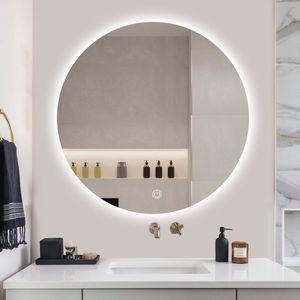 SensaHome Ronde Badkamerspiegel Frameloos met LED Verlichting Dimbaar Wandspiegel 50CM