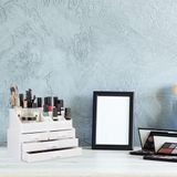 Confibel - Make-up Organizer - Cosmetica Organizer - Verstelbare Lades - Sieraden/Make-up - Cosmetica Opbergdoos - Wit