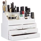 Confibel - Make-up Organizer - Cosmetica Organizer - Verstelbare Lades - Sieraden/Make-up - Cosmetica Opbergdoos - Wit