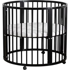 Buxibo Baby Box - Grondbox - Speelbox - Playpen - Kinderbox - Rond - Inclusief Matras - Op Wielen - 92x92x80.5cm - Zwart