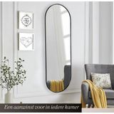 SensaHome Oval Passpiegel - Minimalistische Design Wandspiegel - Zwart - Modern - Kleedkamer Spiegel - 50x160CM - Zwart
