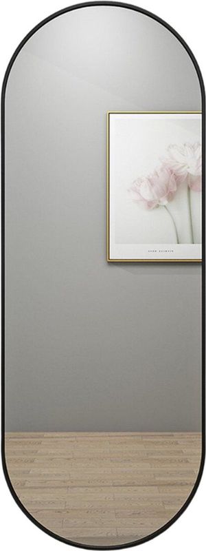 SensaHome Oval Passpiegel - Minimalistische Design Wandspiegel - Zwart - Modern - Kleedkamer Spiegel - 50x160CM - Zwart