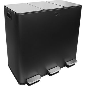 Buxibo Prullenbak 60 Liter - Vuilnisbak met Pedalen en Handvatten - Zwart