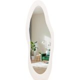 SensaHome Gestoffeerde Staande Spiegel Shaped Passpiegel Suede Velvet Wit
