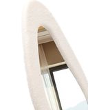 SensaHome Gestoffeerde Staande Spiegel Shaped Passpiegel Suede Velvet Teddy Wit