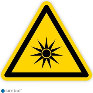 Simbol® - Stickers Optische straling (W027) - Formaat ▲ 5 x 5 x 5 cm.