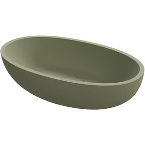 Riho Escala Waskom 55X32cm - Moss Green - Solid Surface - Ovaal - 8720702197366 - Wastafels - Opzetwastafels