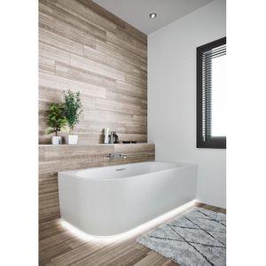Riho Desire hoekbad - 170x77cm - Hoekopstelling rechts - met LED-plint - met chromen badvuller - acryl wit velvet B157008105