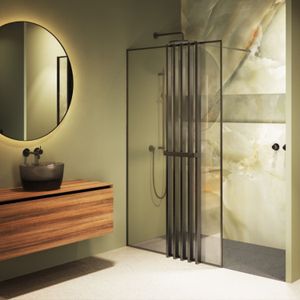 Inloopdouche riho define 400 mat gunmetal 100x200 cm incl. Stabilisatiestang