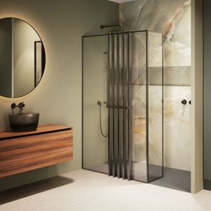 Riho Define 402 Inloopdouche Met Vaste Zijwand 100cm - Koper - Gehard Glas - Douche - Douchewanden - Inloopdouche - Vaste Wand - 8720702264112