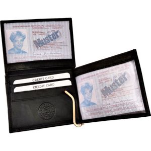 Portemonnee Heren - Wallet Pasjeshouder - RFID Anti-Skim - Compact - Zwarte Leer - Portemonnee met Geldclip