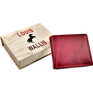 LOUIS WALLIS - RFID Portemonnee Heren - Horizontal - Donker Rood Echt Leer