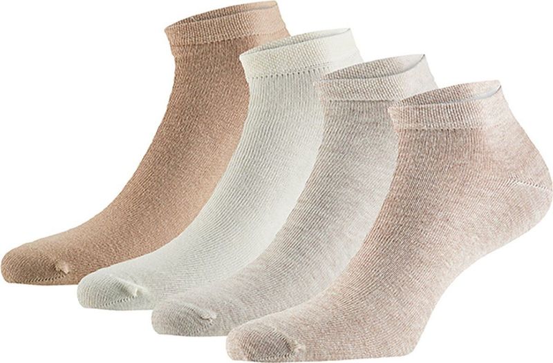 Apollo - Sneakersok van biologisch katoen - Beige - Maat 35/38 - 4-Paar - Enkelsokken dames - Biologisch - Enkelsokken - Sneakersok dames