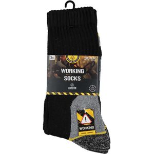 Apollo - Werksokken heren - Katoenen werksokken - Zwart - Maat 39/42 - Werksokken heren 39 42 - Naadloze werksokken