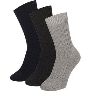 Noorse wollen werksokken - Badstof Zool - Blauw/Grijs