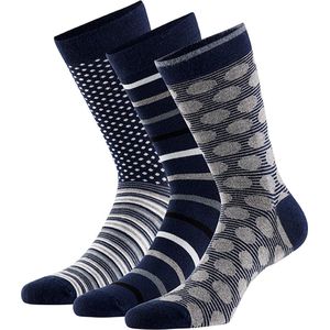 Apollo - Bamboe Sokken met Motief - Blauw - 6 Paar - Duurzaam