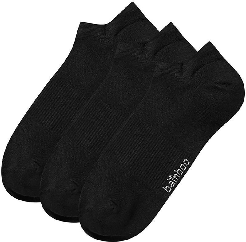Apollo - Bamboe Sneakersokken - Zwart - 3 Paar - Naadloze Sokken