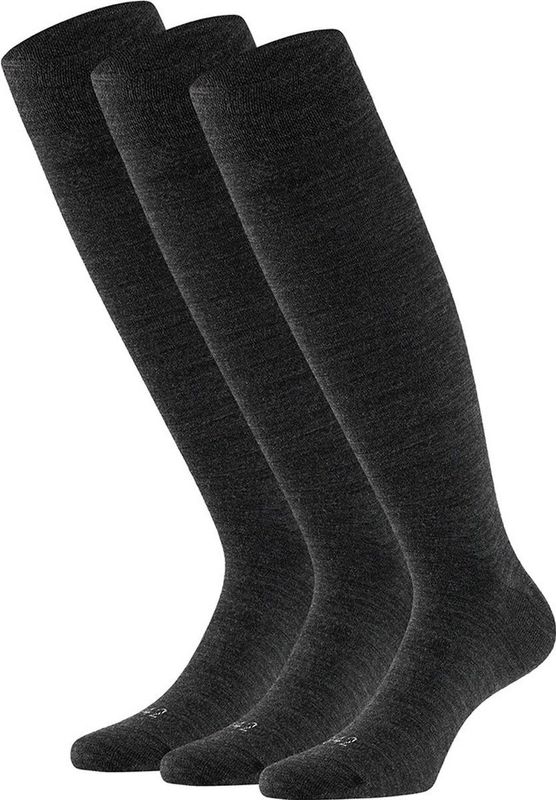 Apollo - Wollen Kniekousen - Unisex - 3-Pak - Antraciet - Merino Wol