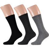 Apollo - Katoenen Sokken - Assorti Grijs - 3 Paar - Maat 47/50 - Naadloos