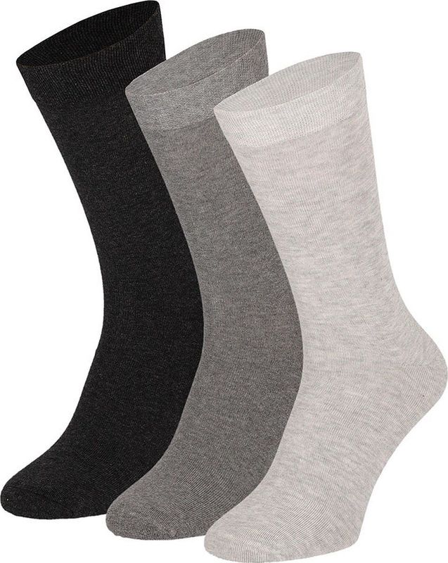 Apollo - Katoenen Sokken - Assorti Grijs - 3 Paar - Maat 47/50 - Naadloos