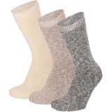 Badstof Sokken - Multi Beige - 3-Pak - 74% Katoen - 23% Polyamide - 3% Elastaan