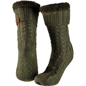 Apollo - Heren Huissokken - Groen - 100% Polyester - Antislip