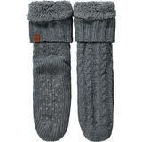 Apollo - Huissokken heren met vacht - Anti slip - Midden Grijs - One size - Fluffy sokken - Slofsokken - Huissokken anti slip - Huisokken - Warme sokken heren