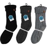 Apollo - Huissokken heren met vacht - Anti slip - Midden Grijs - One size - Fluffy sokken - Slofsokken - Huissokken anti slip - Huisokken - Warme sokken heren