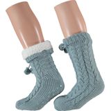 Apollo - Huissokken - Fashion Blauw - Glitter - Fluffy Sokken - Anti Slip